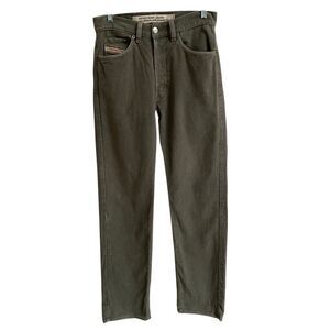 Diesel Industries velvet basic jeans men’s 27 olive green buttonfly slim str.